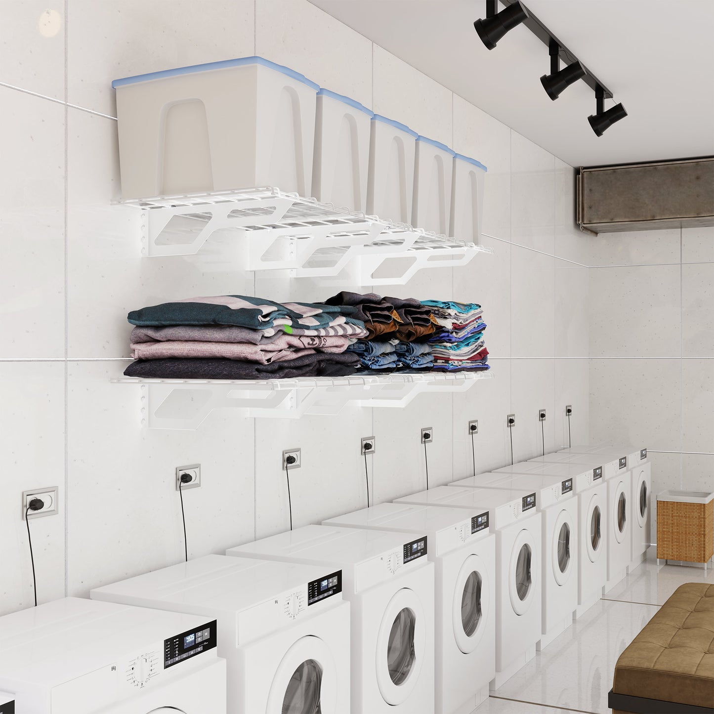 The Atlas 2-Pack 2x3(2x6) ft Garage Wall Shelves, 400lbs Heavy Duty Garage Shelving Wall Mounted, 24"x36" Metal Floating Shelf Storage Rack, White