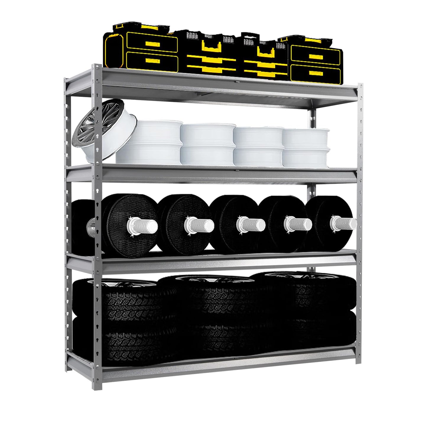 Shuntong The Atlas Shelving 12000 Lbs Heavy Duty Metal Garage Shelving 4 Tier Storage Rack 72"Wx24"Dx72"H Grey