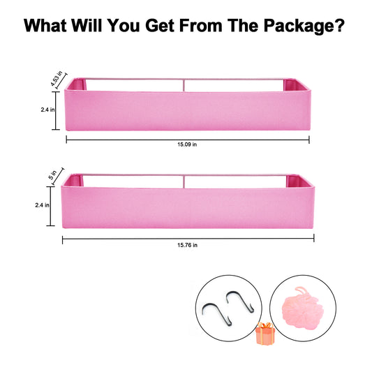 Premium Shower Caddy, Adhesive Bathroom Shower Organizer and Storage, No Drill Shower Shelves for Inside Shower, Rustproof Shower Storage Rack 2 Pack PINK