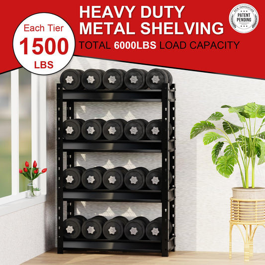 Shuntong The Atlas Shelving 36" W Garage Shelving Heavy Duty Loads 6000LBS, 4 Tier Metal Storage Shelves, Adjustable Industrial Rack for Warehouse Basement Pantry, 36" W x 14" D x 54" H