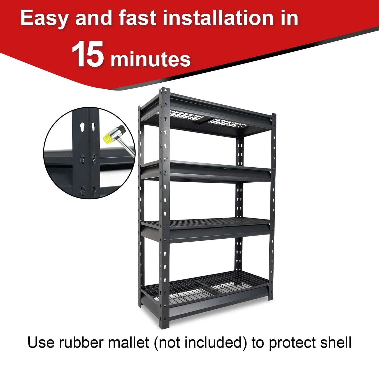 Shuntong The Atlas Shelving 36" W Garage Shelving Heavy Duty Loads 6000LBS, 4 Tier Metal Storage Shelves, Adjustable Industrial Rack for Warehouse Basement Pantry, 36" W x 14" D x 54" H