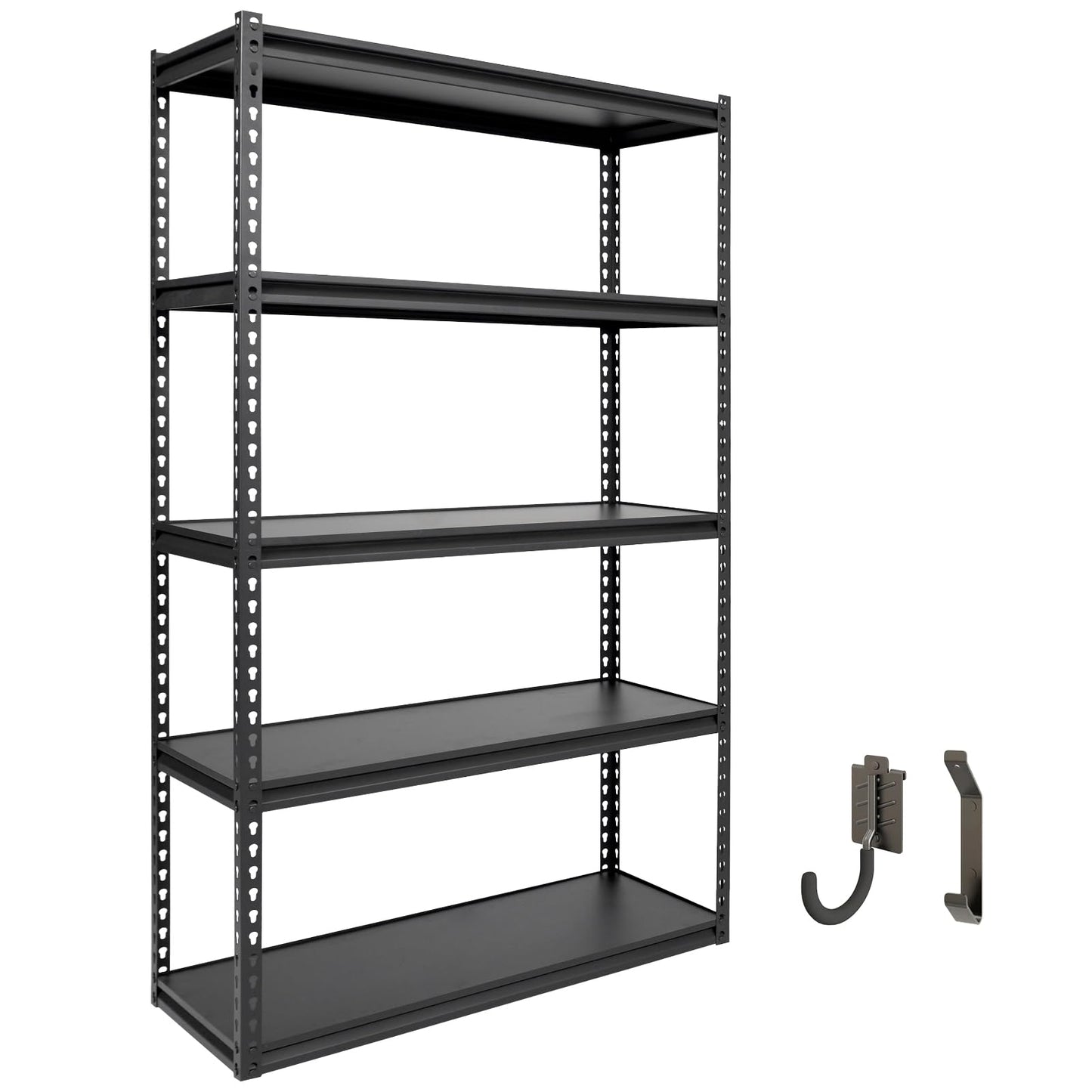Shuntong The Atlas Shelving 36" W x 18" D x 72" H Adjustable Garage Storage Shelves Load 4000 lbs, 5 Tier Heavy Duty Laminated Board Shelving Unit, Black