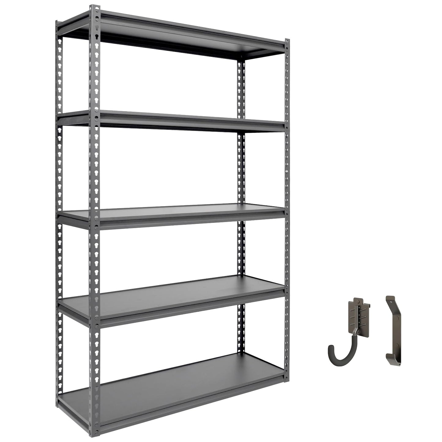 Shuntong The Atlas Shelving 36" W x 18" D x 72" H Adjustable Garage Storage Shelves Load 4000 lbs, 5 Tier Heavy Duty Laminated Board Shelving Unit, Dark Grey