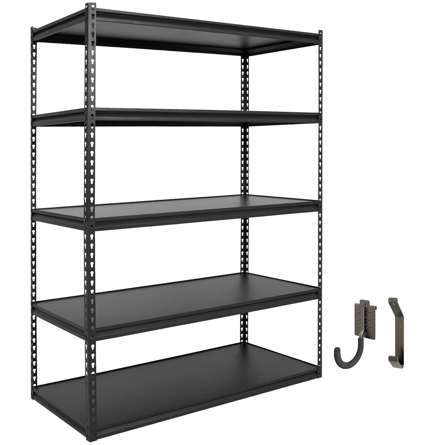 Shuntong The Atlas Shelving 48 W x 24 D x 72 H Heavy Duty Storage Shelves Load 3250 Lbs, 5 Tier Metal Garage Laminated Board Shelving Unit, Black