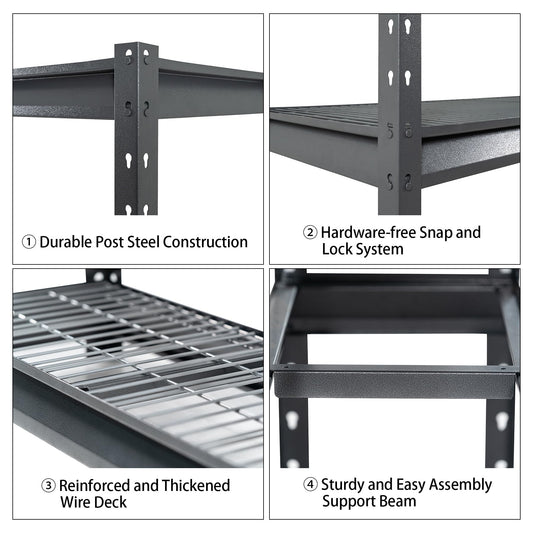 Shuntong The Atlas Shelving 8000 Lbs Heavy Duty Garage Shelving Grey 4 Tier Metal Storage Shelves 72"Wx24"Dx72"H