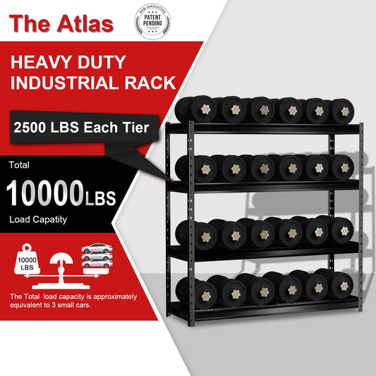 Shuntong The Atlas Shelving 77” Ultra Wide 4-Tier Metal Garage Shelving Unit Load 10000lbs Heavy Duty Storage Rack