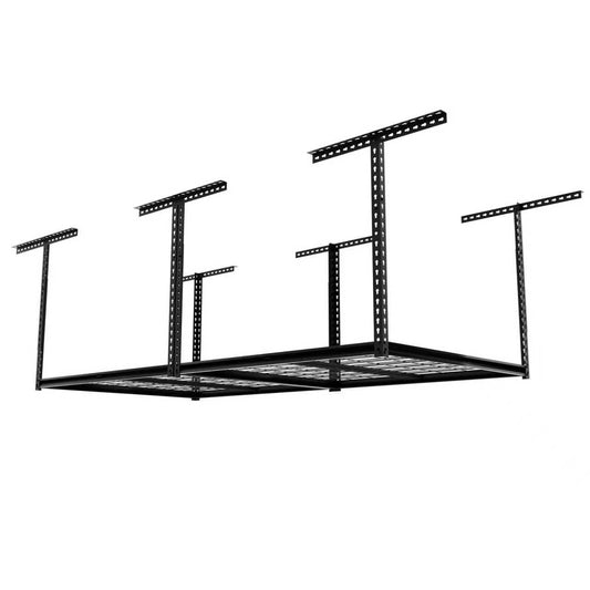 The Atlas 4 x 8 ft Adjustable Height Overhead Garage Storage Rack 900 lbs Heavy Duty Capacity Hammertone Finish