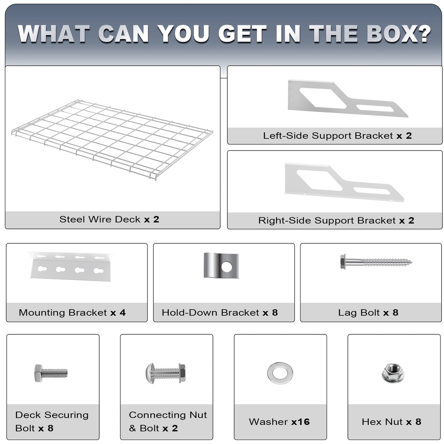 The Atlas 2-Pack 2x3（2x6） ft Garage Wall Shelves, 400lbs Heavy Duty Garage Shelving Wall Mounted, 24"x36" Metal Floating Shelf Storage Rack, White