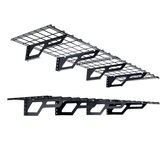 The Atlas 2-Pack 2x3（2x6） ft Garage Wall Shelves, 400lbs Heavy Duty Garage Shelving Wall Mounted, 24"x36" Metal Floating Shelf Storage Rack, Hammertone