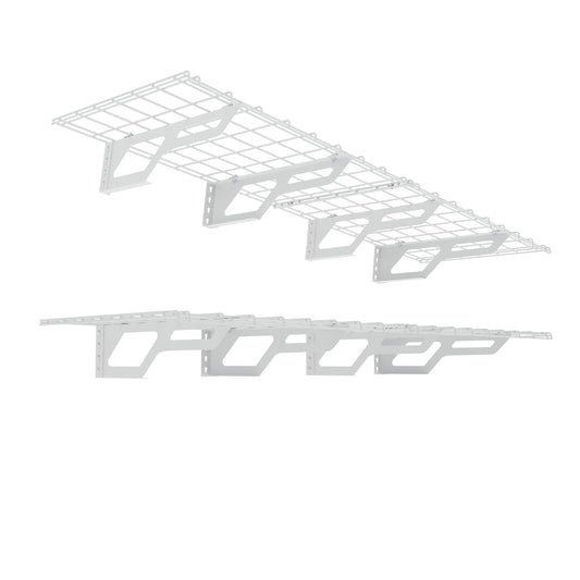 The Atlas 2-Pack 2x3（2x6） ft Garage Wall Shelves, 400lbs Heavy Duty Garage Shelving Wall Mounted, 24"x36" Metal Floating Shelf Storage Rack, White
