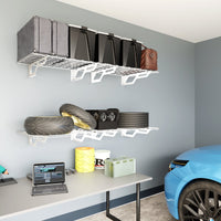 The Atlas 2-Pack 2x3（2x6） ft Garage Wall Shelves, 400lbs Heavy Duty Garage Shelving Wall Mounted, 24"x36" Metal Floating Shelf Storage Rack, White