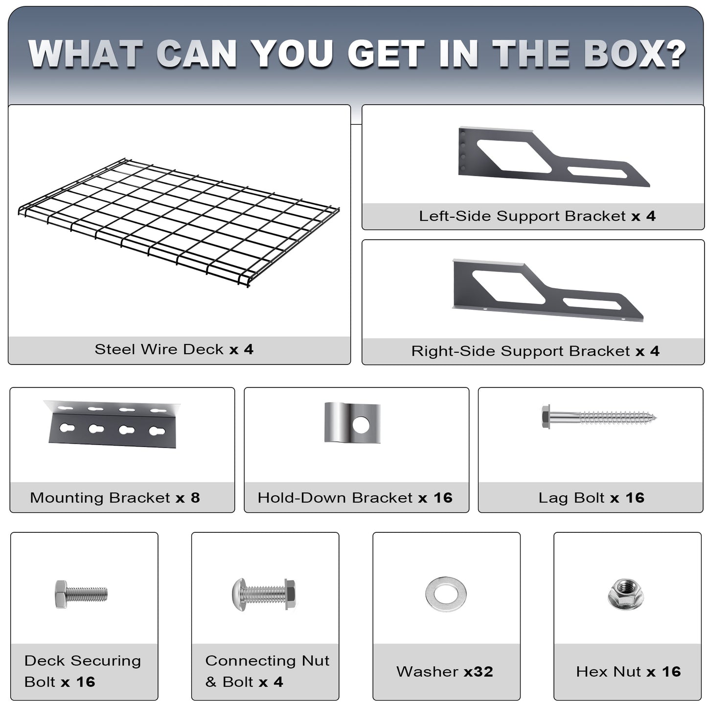 The Atlas 2-Pack 2x3（2x6） ft Garage Wall Shelves, 400lbs Heavy Duty Garage Shelving Wall Mounted, 24"x36" Metal Floating Shelf Storage Rack, Hammertone