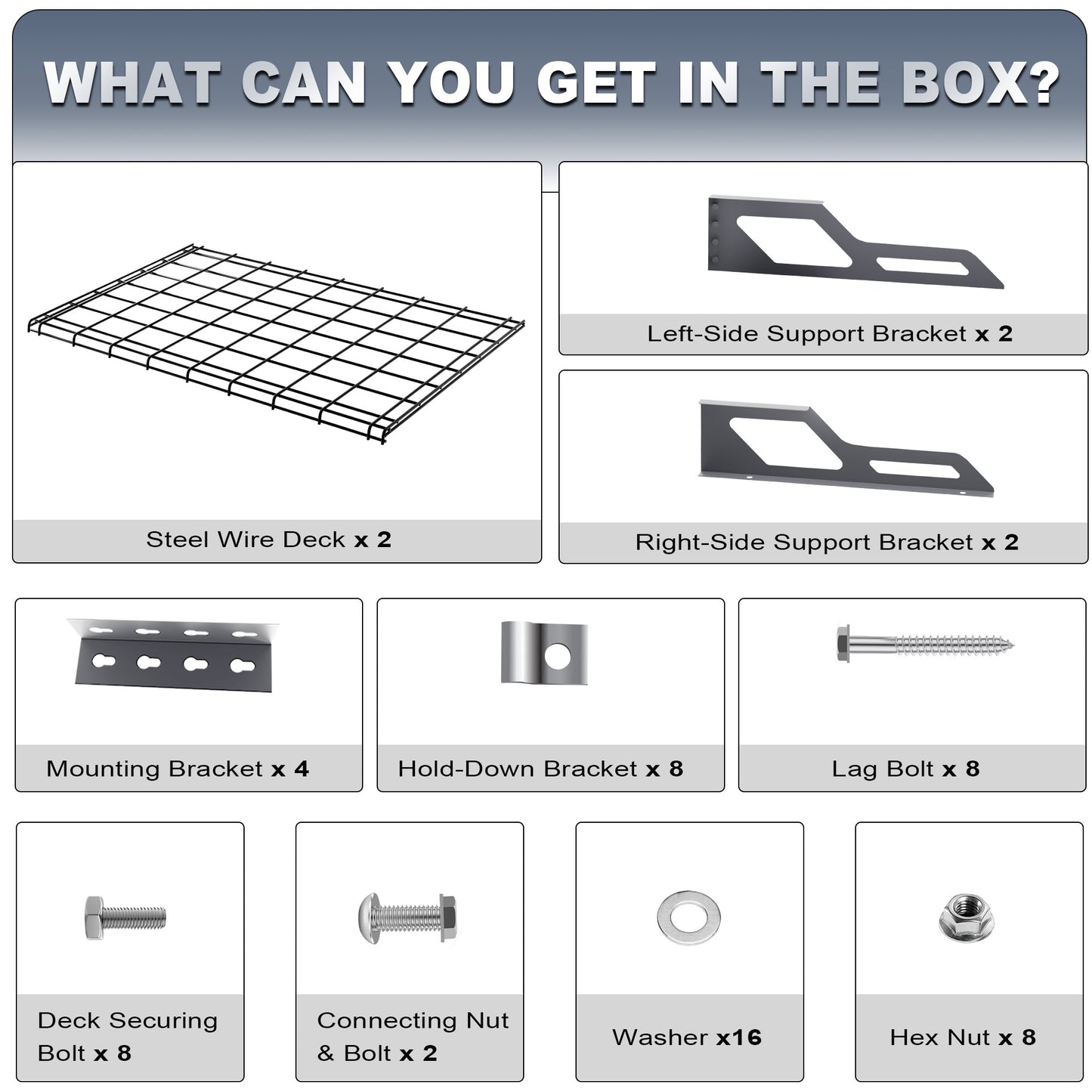 The Atlas 2-Pack 2x3（2x6） ft Garage Wall Shelves, 400lbs Heavy Duty Garage Shelving Wall Mounted, 24"x36" Metal Floating Shelf Storage Rack, Hammertone