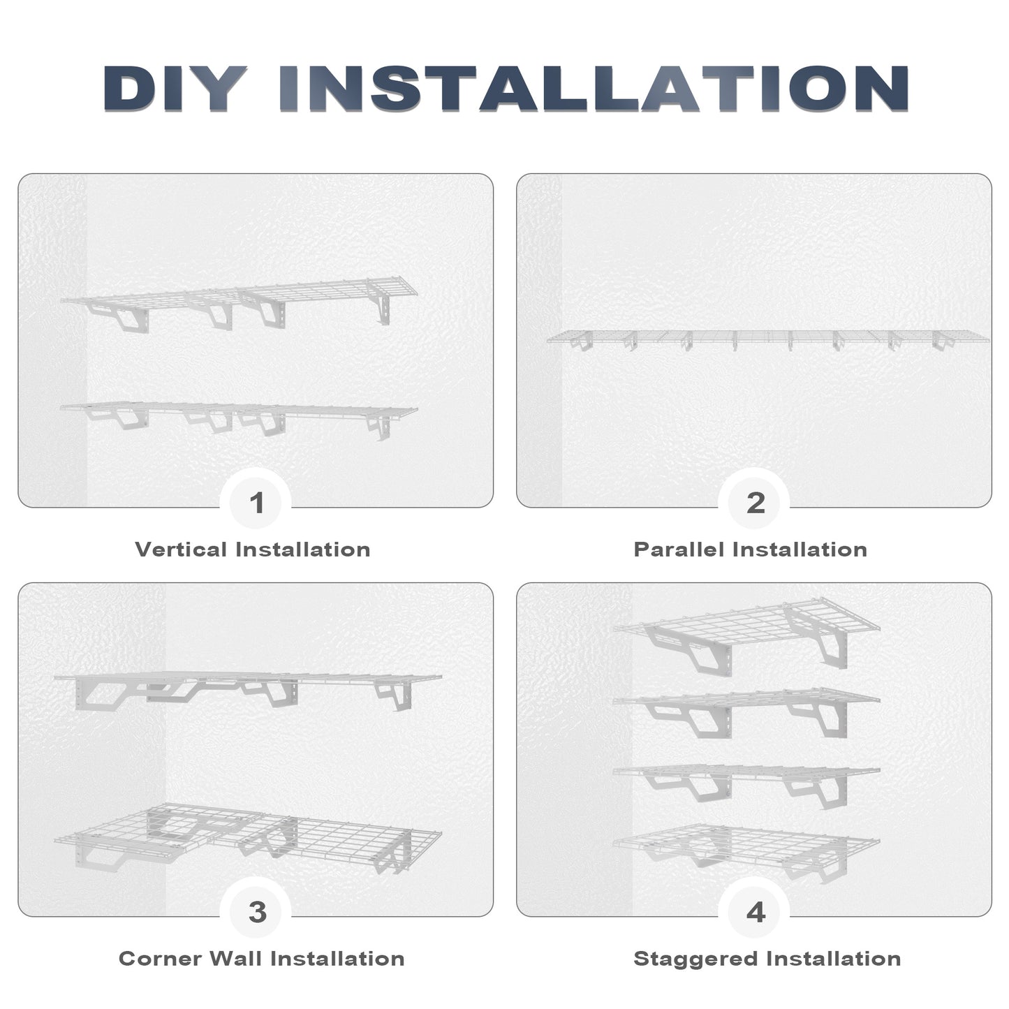 The Atlas 2-Pack 2x3（2x6） ft Garage Wall Shelves, 400lbs Heavy Duty Garage Shelving Wall Mounted, 24"x36" Metal Floating Shelf Storage Rack, White