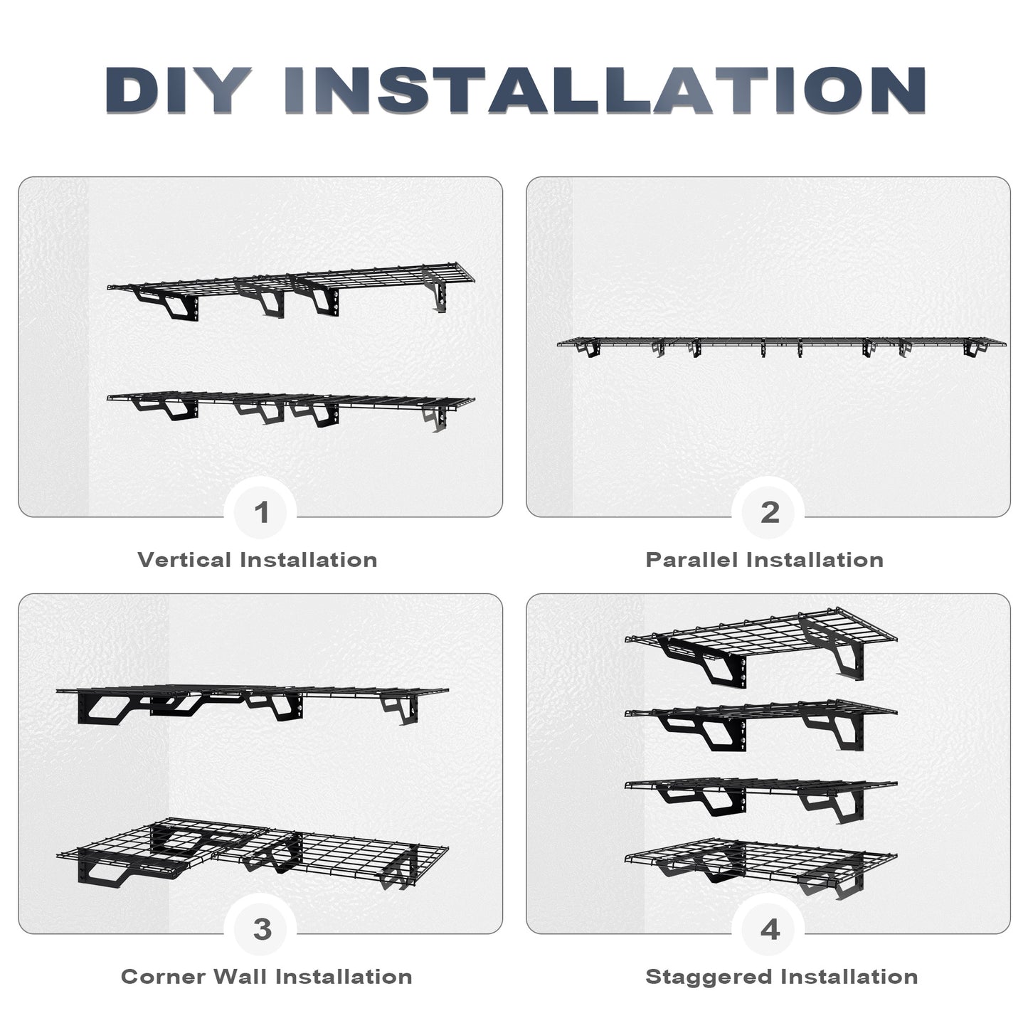 The Atlas 2-Pack 2x3（2x6） ft Garage Wall Shelves, 400lbs Heavy Duty Garage Shelving Wall Mounted, 24"x36" Metal Floating Shelf Storage Rack, Hammertone