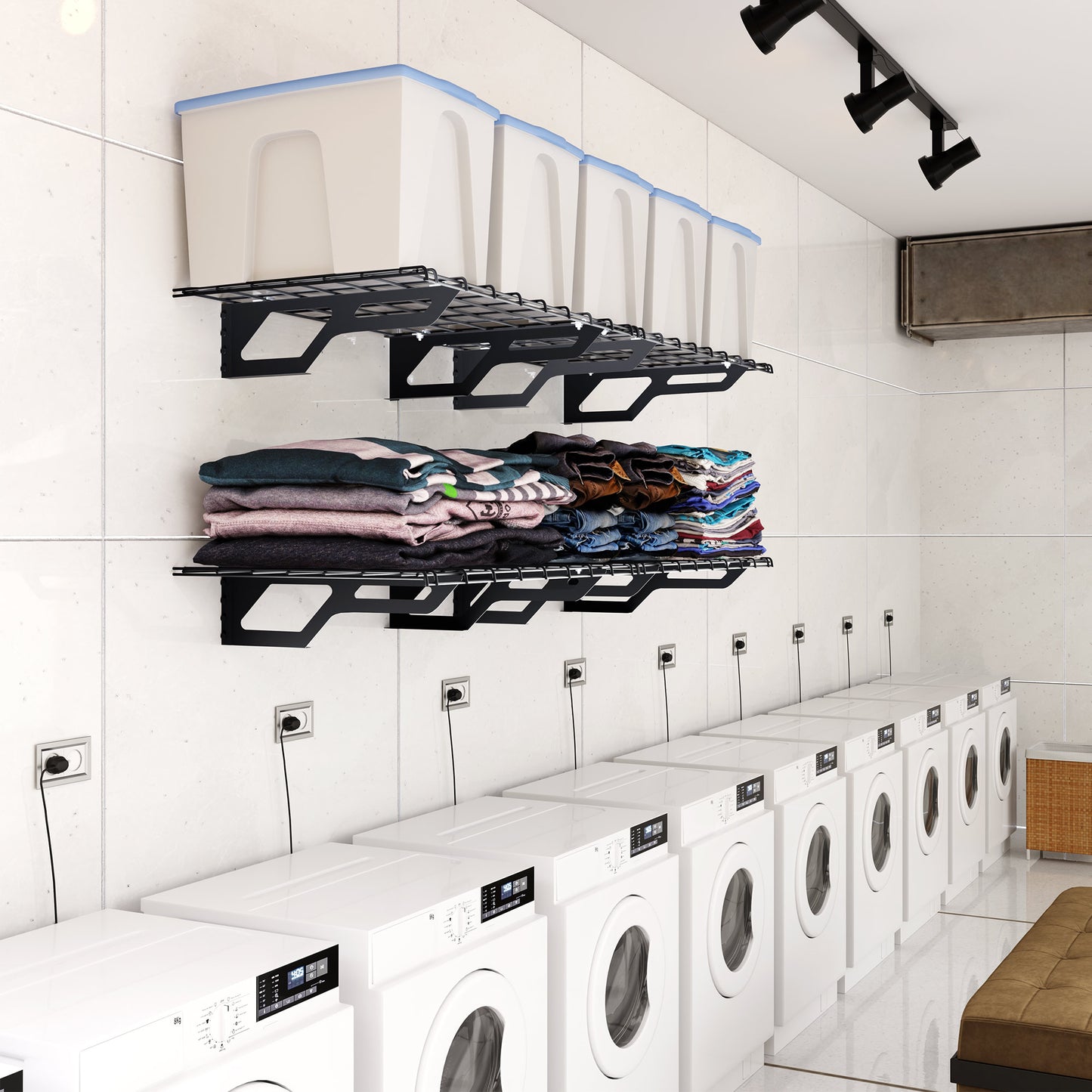 The Atlas 2-Pack 2x3（2x6） ft Garage Wall Shelves, 400lbs Heavy Duty Garage Shelving Wall Mounted, 24"x36" Metal Floating Shelf Storage Rack, Hammertone