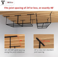 The Atlas 4 x 8 ft Adjustable Height Overhead Garage Storage Rack 900 lbs Heavy Duty Capacity Hammertone Finish