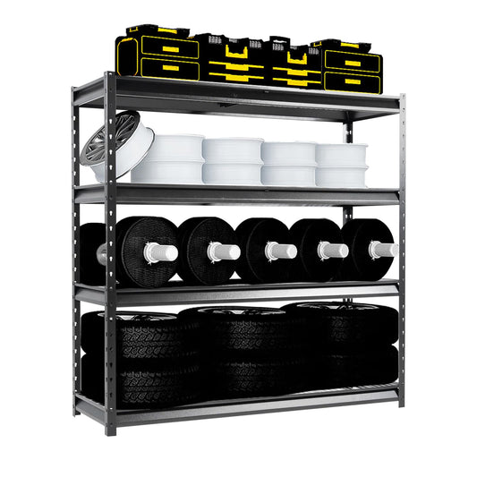 The Atlas 12000 Lbs Heavy Duty Metal Garage Shelving 4 Tier Storage Rack 72"Wx24"Dx72"H Black