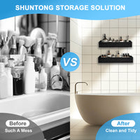 Premium Shower Caddy, Adhesive Bathroom Shower Organizer and Storage, No Drill Shower Shelves for Inside Shower, Rustproof Shower Storage Rack 2 Pack Black