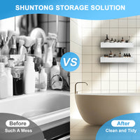 Premium Shower Caddy, Adhesive Bathroom Shower Organizer and Storage, No Drill Shower Shelves for Inside Shower, Rustproof Shower Storage Rack 2 Pack White