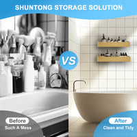 Premium Shower Caddy, Adhesive Bathroom Shower Organizer and Storage, No Drill Shower Shelves for Inside Shower, Rustproof Shower Storage Rack 2 Pack Gold