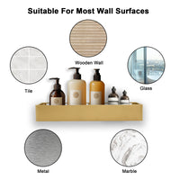 Premium Shower Caddy, Adhesive Bathroom Shower Organizer and Storage, No Drill Shower Shelves for Inside Shower, Rustproof Shower Storage Rack 2 Pack Gold