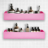 Premium Shower Caddy, Adhesive Bathroom Shower Organizer and Storage, No Drill Shower Shelves for Inside Shower, Rustproof Shower Storage Rack 2 Pack PINK