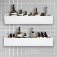Premium Shower Caddy, Adhesive Bathroom Shower Organizer and Storage, No Drill Shower Shelves for Inside Shower, Rustproof Shower Storage Rack 2 Pack White
