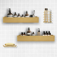 Premium Shower Caddy, Adhesive Bathroom Shower Organizer and Storage, No Drill Shower Shelves for Inside Shower, Rustproof Shower Storage Rack 2 Pack Gold