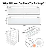 Premium Shower Caddy, Adhesive Bathroom Shower Organizer and Storage, No Drill Shower Shelves for Inside Shower, Rustproof Shower Storage Rack 2 Pack White
