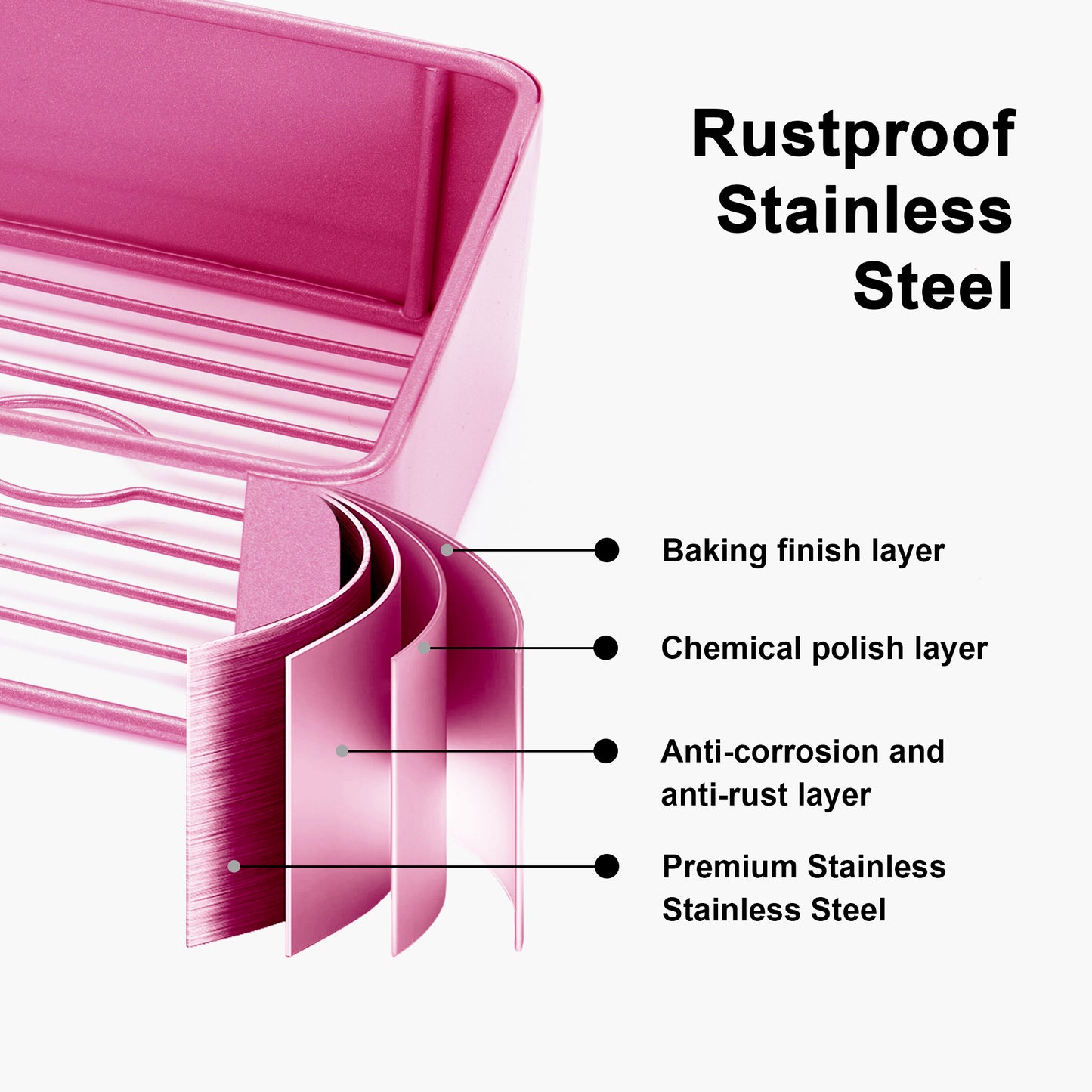 Premium Shower Caddy, Adhesive Bathroom Shower Organizer and Storage, No Drill Shower Shelves for Inside Shower, Rustproof Shower Storage Rack 2 Pack PINK