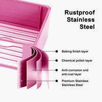 Premium Shower Caddy, Adhesive Bathroom Shower Organizer and Storage, No Drill Shower Shelves for Inside Shower, Rustproof Shower Storage Rack 2 Pack PINK