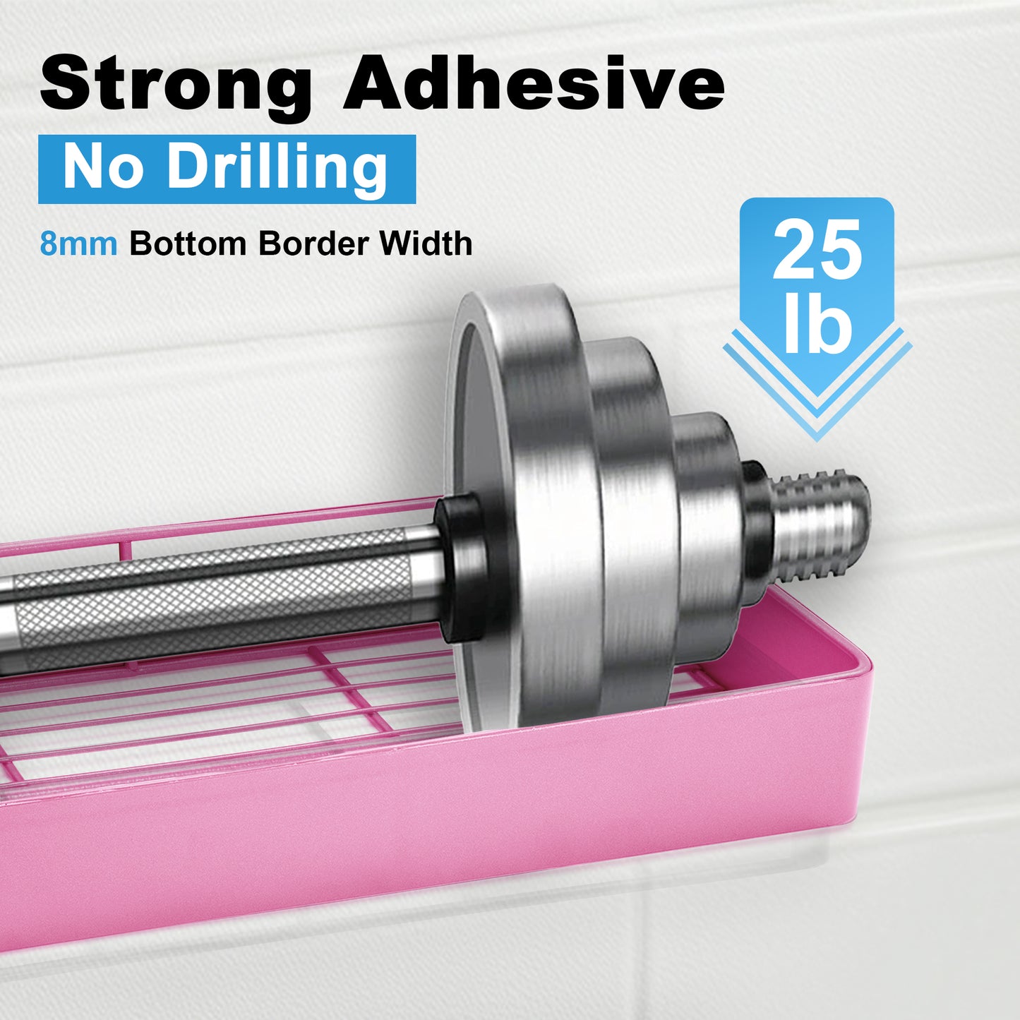 Premium Shower Caddy, Adhesive Bathroom Shower Organizer and Storage, No Drill Shower Shelves for Inside Shower, Rustproof Shower Storage Rack 2 Pack PINK