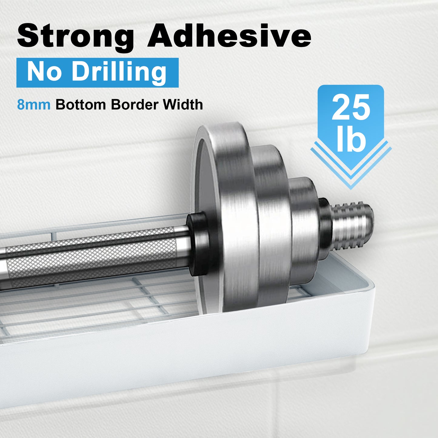 Premium Shower Caddy, Adhesive Bathroom Shower Organizer and Storage, No Drill Shower Shelves for Inside Shower, Rustproof Shower Storage Rack 2 Pack White
