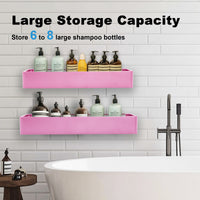 Premium Shower Caddy, Adhesive Bathroom Shower Organizer and Storage, No Drill Shower Shelves for Inside Shower, Rustproof Shower Storage Rack 2 Pack PINK