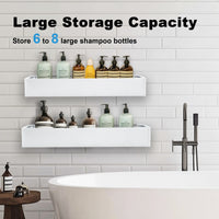 Premium Shower Caddy, Adhesive Bathroom Shower Organizer and Storage, No Drill Shower Shelves for Inside Shower, Rustproof Shower Storage Rack 2 Pack White