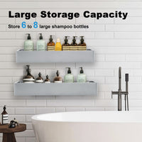 Premium Shower Caddy, Adhesive Bathroom Shower Organizer and Storage, No Drill Shower Shelves for Inside Shower, Rustproof Shower Storage Rack 2 Pack Silver