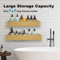 Premium Shower Caddy, Adhesive Bathroom Shower Organizer and Storage, No Drill Shower Shelves for Inside Shower, Rustproof Shower Storage Rack 2 Pack Gold
