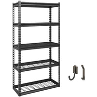 Shuntong The Atlas Shelving 30" W x 12" D x 60" H Adjustable Garage Storage Shelves Load 2500 lbs, 5 Tier Heavy Duty Shelving Unit, Metal Utility Storage Rack for Warehouse Pantry Basement Kitchen, Black