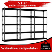 Shuntong The Atlas Shelving 30 W x 12 D x 60 H Adjustable Garage Storage Shelves Load 2500 lbs, 5 Tier Heavy Duty Shelving Unit, Metal Utility Storage Rack for Warehouse Pantry Basement Kitchen, Dark Grey
