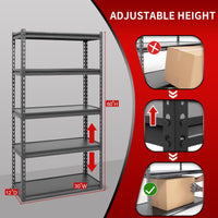 Shuntong The Atlas Shelving 30" W x 12" D x 60" H Storage Shelves Load 2000 Lbs, 5 Tier Laminated Board Metal Garage Shelving Unit, Dark Grey