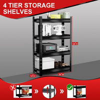 The Atlas 36" W Garage Shelving Heavy Duty Loads 6000LBS, 4 Tier Metal Storage Shelves, Adjustable Industrial Rack for Warehouse Basement Pantry, 36" W x 14" D x 54" H