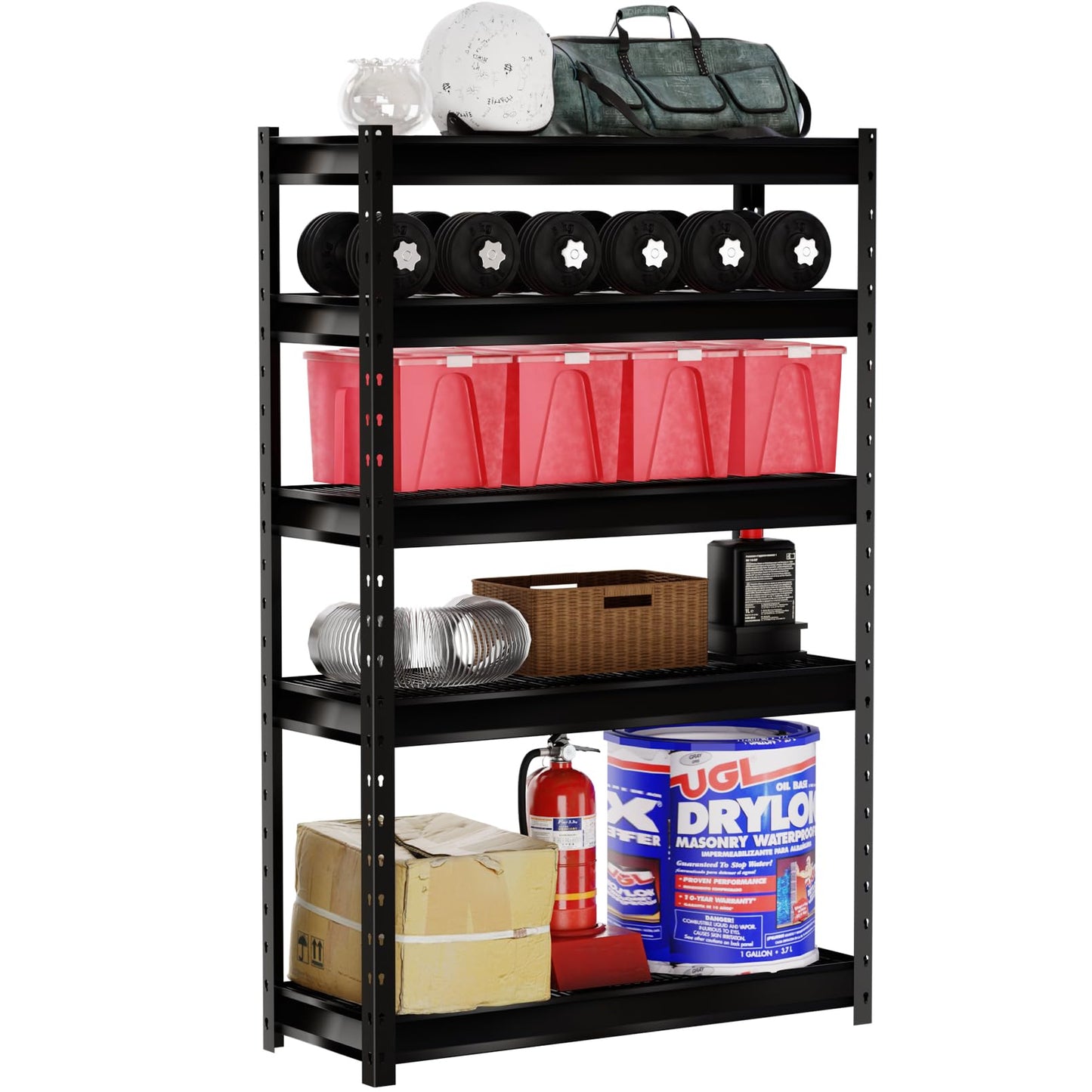 The Atlas 48" W Heavy Duty Garage Shelving Load 10000lbs, 5 Tier Wire Deck Metal Storage Shelves, Adjustable Industrial Rack 48" W x 18" D x 72" H