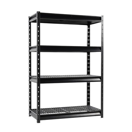 Shuntong The Atlas Shelving 48" W Heavy Duty Garage Shelving Unit Load 12000 Lbs, Metal Wire Deck Shelves for Storage 48" W x 24" D x 72" H, Black