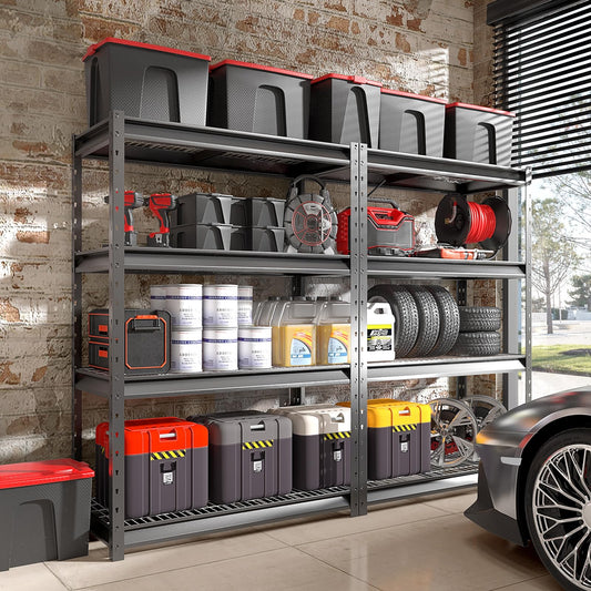 Shuntong The Atlas Shelving 48" W Heavy Duty Garage Shelving Unit Load 12000 Lbs, Metal Wire Deck Shelves for Storage 48" W x 24" D x 72" H, Black