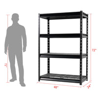 Shuntong The Atlas Shelving 48" W Heavy Duty Garage Shelving Unit Load 12000 Lbs, Metal Wire Deck Shelves for Storage 48" W x 24" D x 72" H, Black