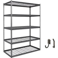 Shuntong The Atlas Shelving 48 W x 24 D x 72 H Adjustable Garage Storage Shelves Load 4000 lbs, 5 Tier Heavy Duty Wire Deck Shelving Unit, Dark Grey