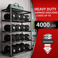 Shuntong The Atlas Shelving 48 W x 24 D x 72 H Adjustable Garage Storage Shelves Load 4000 lbs, 5 Tier Heavy Duty Wire Deck Shelving Unit, Dark Grey