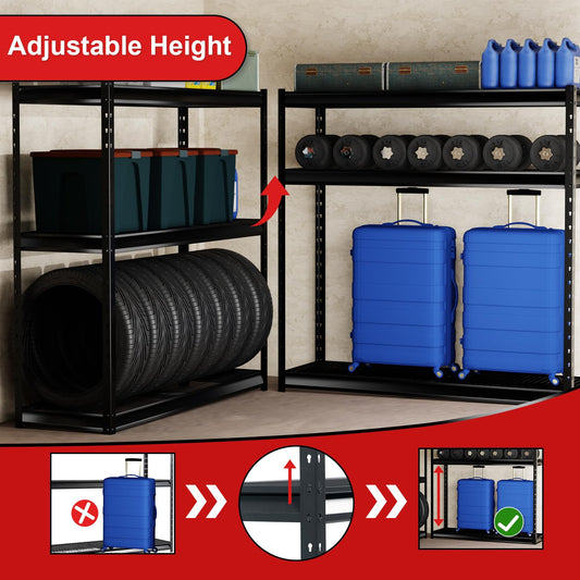 Shuntong The Atlas Shelving 72 H Metal Garage Shelving Unit, 3-Tier Heavy Duty Storage Shelves, 7500 LBS Load Capacity, Industrial Steel Shelf Rack, 77”W x 24”D x 72”H