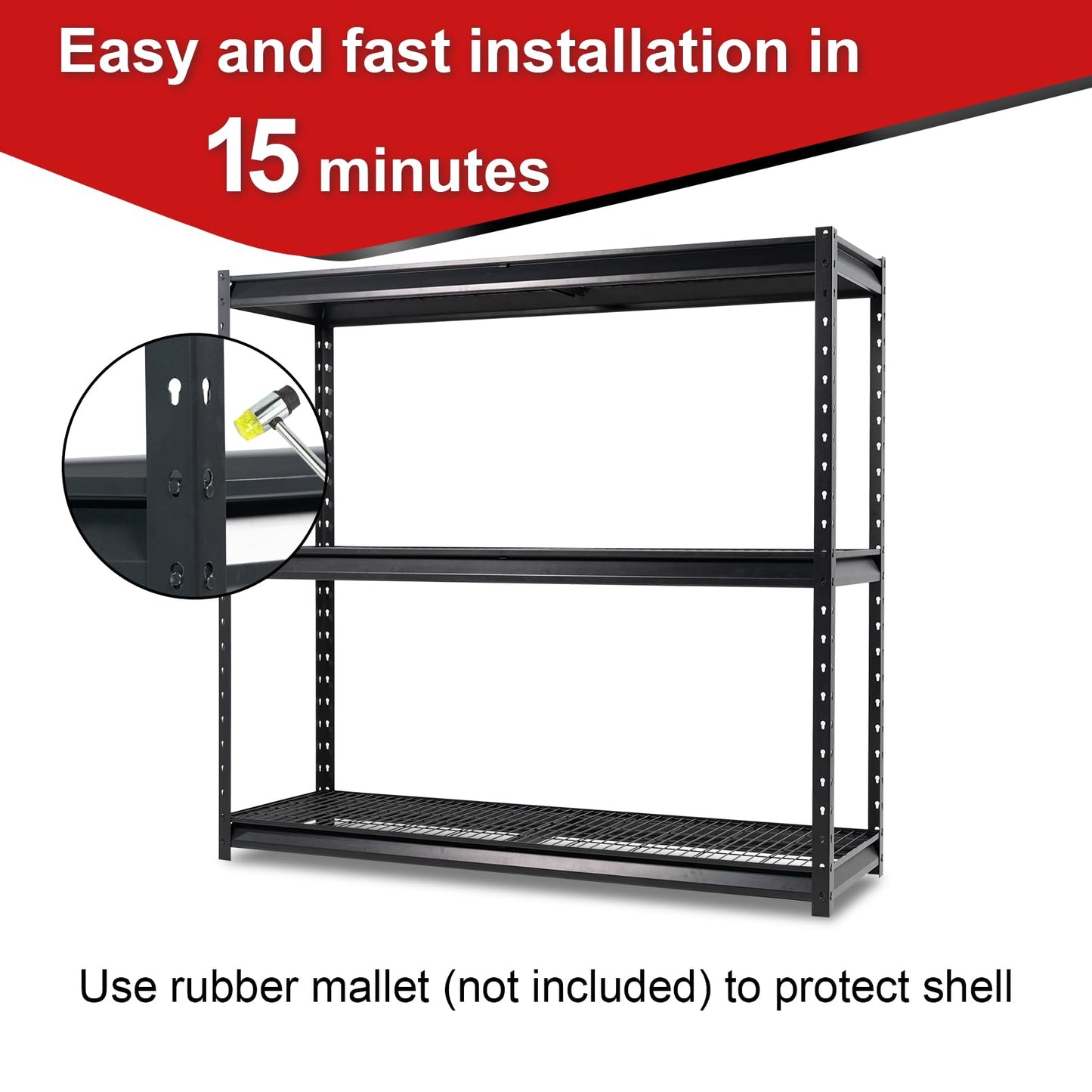 Shuntong The Atlas Shelving 72 H Metal Garage Shelving Unit, 3-Tier Heavy Duty Storage Shelves, 7500 LBS Load Capacity, Industrial Steel Shelf Rack, 77”W x 24”D x 72”H